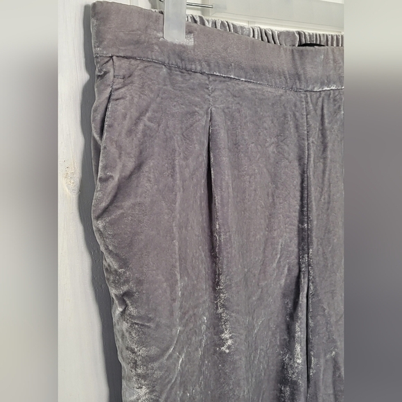 Ann Taylor Silver Grey Crushed Velvet Velour Pull On Pants - Picture 2 of 10